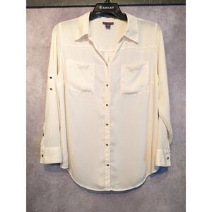 Beverly drive corporate Chic loose & light button down blouse 1X
